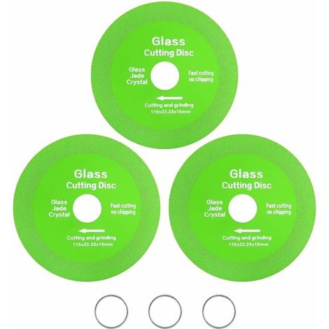 Disques de coupe pour verre 125 mm – Lot de 3 – Disque diamant professionnel – Ultra-fin (1 mm) – Pour meuleuses d'angle (Ø 22,23 mm) – Coupe sans bavure du verre et de la céramique (1/5)