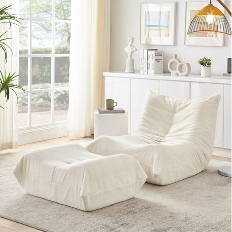 sofá relax con reposapiés de espuma beige OKMYHOME (1/5)
