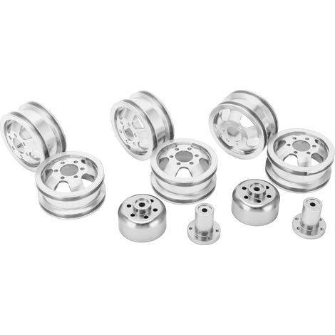 Moyeu de roue RC en alliage d'aluminium haute précision résistant à l'usure pour voiture RC WPL C14 24 34 44 B14 24 16 36 Argent (1/5)
