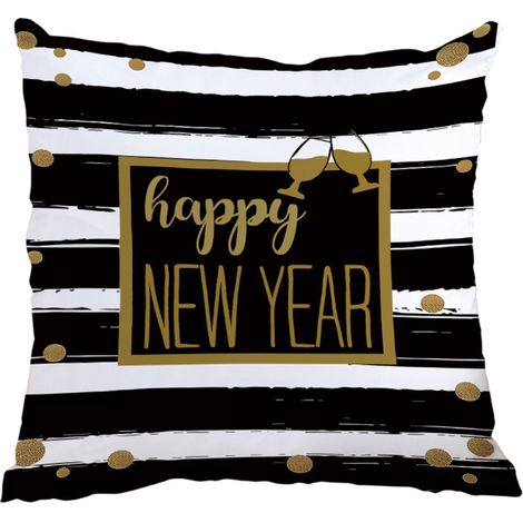 Housses de coussin Happy New Year 18x18 pouces - Décoration idéale pour canapé extérieur pour les fêtes de fin d'année (1/5)