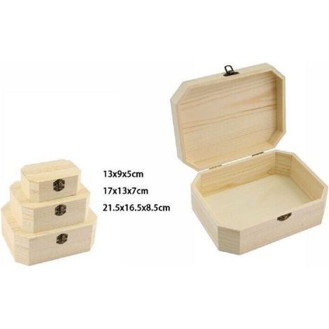 TrAdE Shop Traesio - Set 3 Scatole In Legno Decoupage Portagioie Matrioska Cofanetto 74017a Ly-30180 -