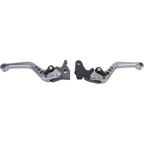 Coppia di leve freno e frizione corte e regolabili, realizzate in lega di alluminio anodizzato. Leve di ricambio per Yamaha YFZ 350 Banshee (2002-2008). Colore: grigio. (1/5)