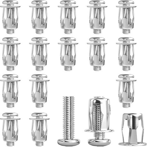 Écrou à Pétale M5x25 pour Fixation en Zone Aveugle, Cheville Métal Expansion, Idéal pour Carrosserie Van et Plaque Fine, 15pcs Argent (1/5)