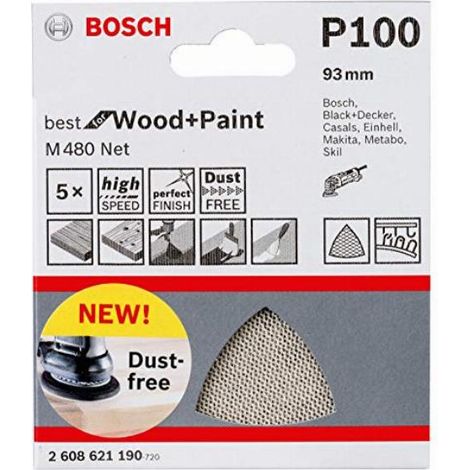 Griglia abrasiva BOSCH M480 ideale per legno e vernice (5 pezzi) 2608621190 (1/4)