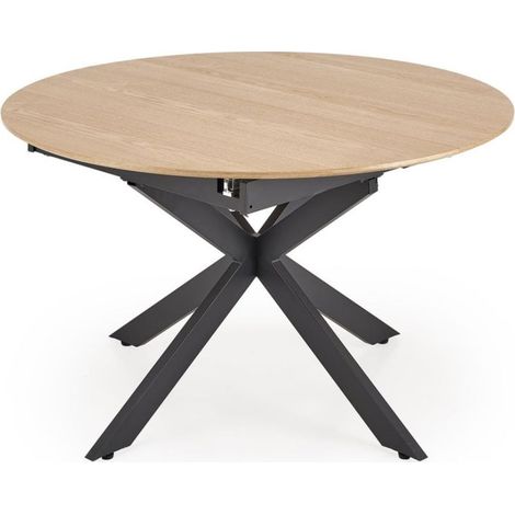 Table ronde extensible 120 - 200 cm avec plateau aspect bois HELLY (1/5)