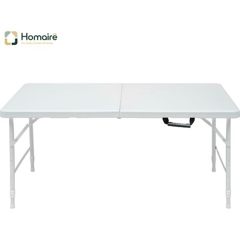 HOMAIRE Table de loisirs pliable et réglable en hauteur, utilisable en extérieur, à la maison et au bureau, antirouille et facile à nettoyer