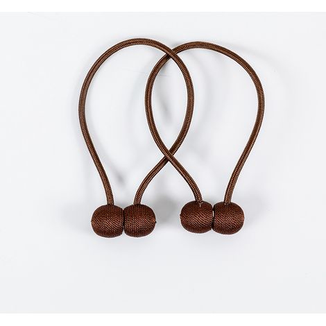 Magnetische Vorhang-Raffhalter, 2er-Pack – tiefes, kaffeebraunes Vorhangseil, geflochten mit starkem Magnet für Schlafzimmer, Wohnzimmer, Büro