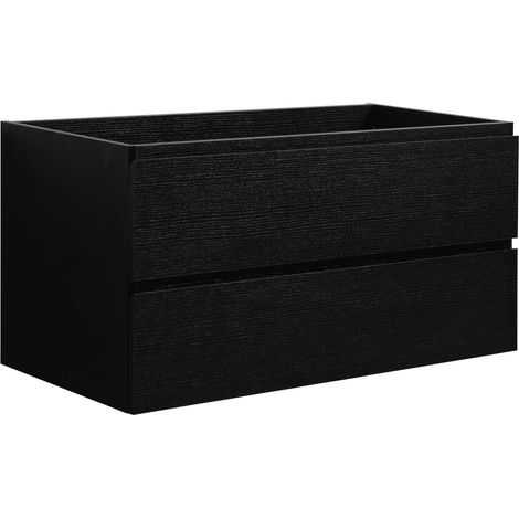 Mobile da bagno Angela 100cm - Nero Legno - armadio mobiletto lavabo