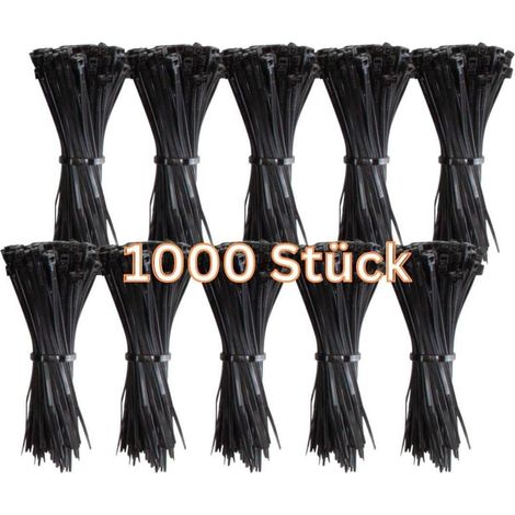 Kabelbinder 1000 schwarz 8,1kg Zugfestigkeit 100 mm x 2,5 mm Schwarz (1/5)