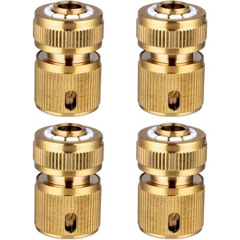 Ensemble de 4 raccords rapides pour tuyaux d'arrosage en laiton, raccords rapides pour tuyaux d'arrosage, raccords rapides de 1/2 pouce (1/3)