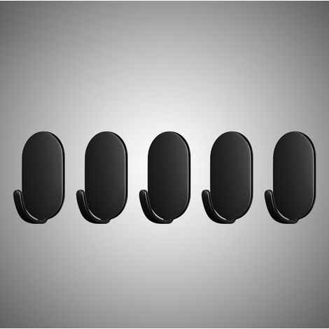 Lot de 5 crochets adhésifs résistants, sans perforation, pour fixation murale, sans traces, pour cuisine, salle de bain, porte ou portant à vêtements. (1/5)