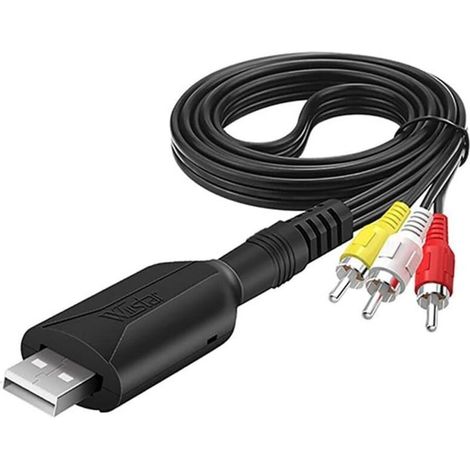 Câble de Carte de Capture Vidéo USB2.0, RCA vers USB Capture Audio Vidéo Grabber Convertisseur VHS DVD AV vers Numérique (1/5)