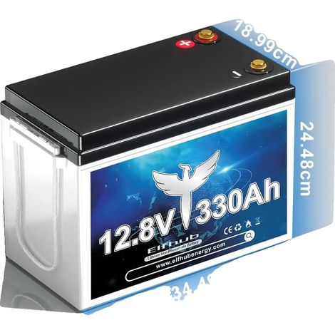 Batterie de voiture LiFePO4, capacité de 330Ah, BMS intégré de 200A, batterie lithium à cycle profond pour camping-car, remorque solaire, 12V 330ah-BT (1/2)