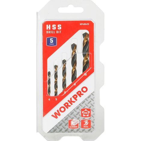Brocas para metal hss4241 laminadas, juego 5 piezas, ø4,00 - ø10,00 mm