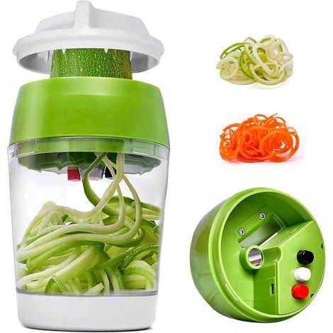 Coupe Légumes Spirale avec Boîte 4 en 1 Spiraliseur de Légumes Spiralizer Legume Spaghetti Mandoline Cuisine Coupe Légumes Spirale Trancheuse pour Courgettes Carotte Concombre, (1/5)