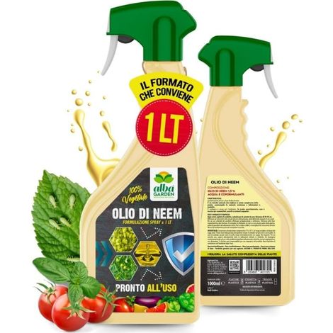Olio Di Neem per Piante Spray Repellente Contro Insetti Funghi Acari Afidi x 1 Lt (1/5)