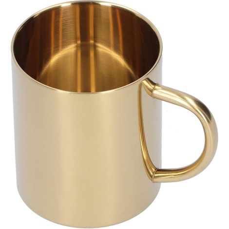 Doppelwandiger Becher aus Edelstahl 304 mit Henkel, 400 ml Fassungsvermögen, für Kaffee, Tee und Wasser. Gebürstete Oberfläche. Hochwertiger, isolierter Thermobecher mit glattem, poliertem Rand. (1/5)