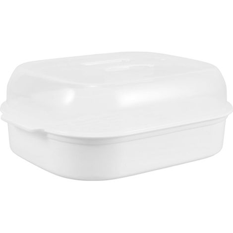 Panier vapeur micro-ondes grande capacité avec couvercle, en plastique alimentaire, pour légumes et riz. (1/5)