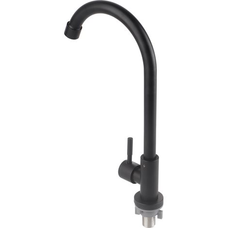 Robinet G1/2 pivotant à 90 degrés, robinet d'eau froide simple, noir mat, pour évier de cuisine