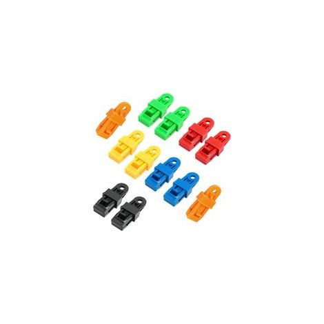 Lot de 12 clips de bâche réglables pour tentes extérieures, auvents et camping, robustes et polyvalents, couleurs assorties (1/5)