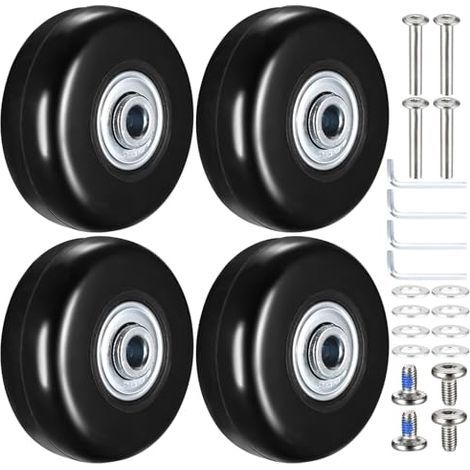 4 Pcs Roulettes de Valise de Remplacement, Roues de Remplacement pour Valise, 50x18mm Roues de Bagages de Remplacement, Roues de Chariot de Remplacement en Caoutchouc pour Valises et Trolleys (1/5)