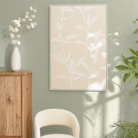 HOMER - Décoration murale 83x123cm motifs fleurs n°2, cadre naturel (1/5)
