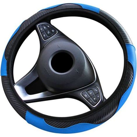 Housse de volant en cuir microfibre antidérapant universel pour voiture,housse de volant en similicuir pour accessoires,bleu (1/4)