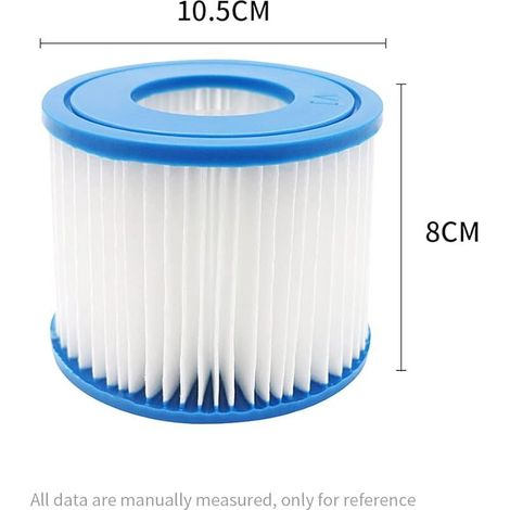 Filtre de Piscine de Rechange pour Bestway, Cartouche Filtre de Taille VI Compatible avec Lay-Z-Spa, pour Miami, pour Vegas, pour Palm Springs, pour Paris pour Monaco (2Filters) Blanc et Bleu (1/5)
