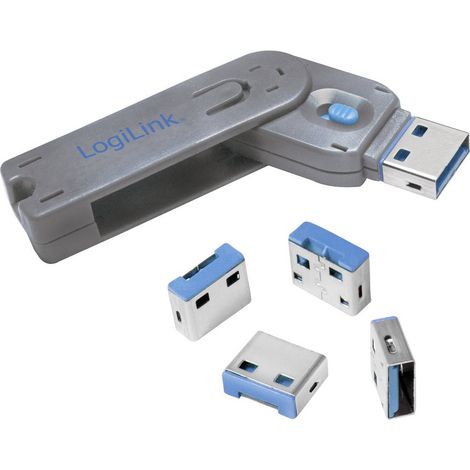 [NEUWERTIG] B-Ware Logi Link Usb Port Au0043 Schloss Usb A Port Silber Blau 1 Schlüssel 4 Schlösser