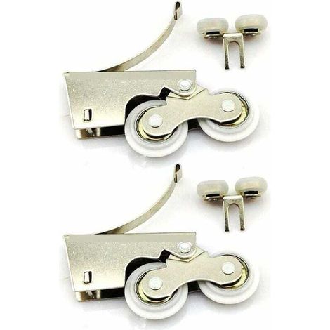 Silent pulley made of stainless steel/titanium alloy with two rollers for sliding wardrobe doors (1/5)