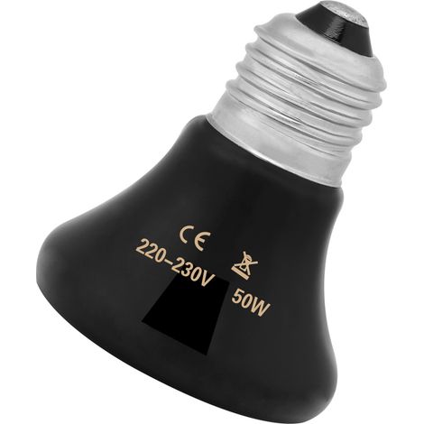 Lampe chauffante infrarouge en céramique 50-100 W pour animaux de compagnie et reptiles (ampoule 50 W). (1/5)