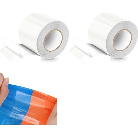 Lot de 2 rouleaux de ruban adhésif transparent pour réparations, 10 x 125 cm, imperméable, pour piscines et matelas.-AquaForge (1/5)