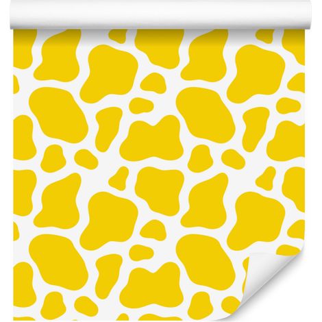 Kuhflecken-Tapete in Gelb und Creme für Wohn- und Schlafzimmer, 50 x 1000 cm (1/5)