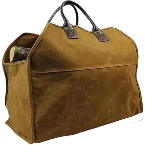 Canvas Log Bag Canvas Firewood Carry Bag, Tote, Fireplace Accessories, Wood Rack with Handles, Ideal for Camping for Stoves, Camping, Beach (1/4)