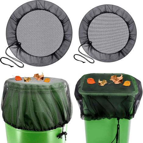 2 Pièces Filet pour Citerne d'eau de Pluie, Couverture avec Cordon de Serrage, Filet de Protection, Protection Contre Les Feuilles et Insectes (Ø95cm & Ø100cm) (1/5)