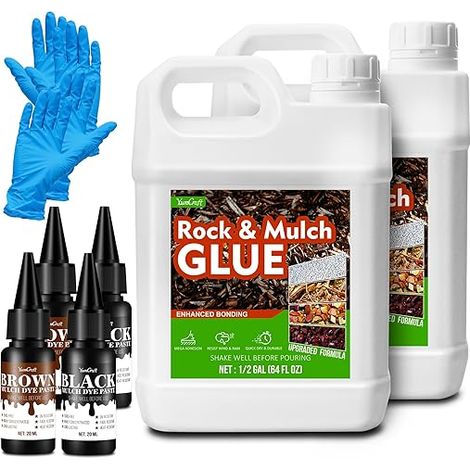 Gravel Bond Pebbles Glue Outdoor Colouring Kit 3 in 1 Transparent Black Brown Powerful Stabilizer for Stone Mulch Wood Chips Bark Suitable Gardens Courtyards (1/3)