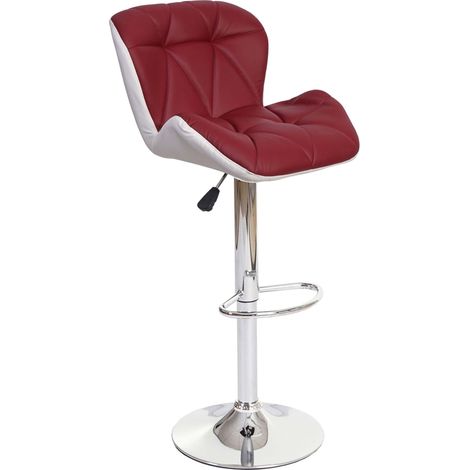 Sgabello con poggiapiedi HHG-244 acciaio cromato ecopelle bordeaux