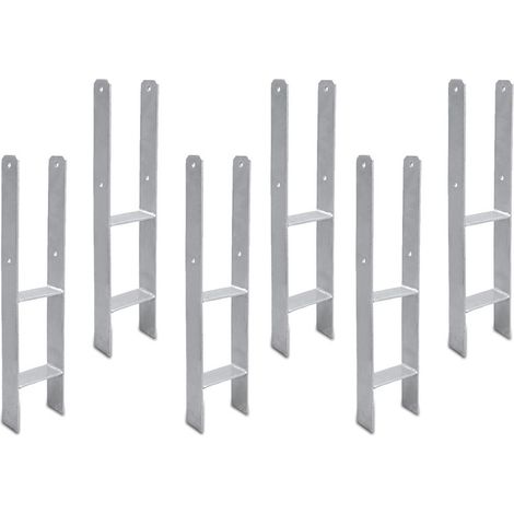 EINFEBEN 6x Ancrage de poteau Ancrage en H ancre pour abris de voiture,maisons sur pilotis durable H-ancre Ancrage de poteau encastré 121MM (1/5)