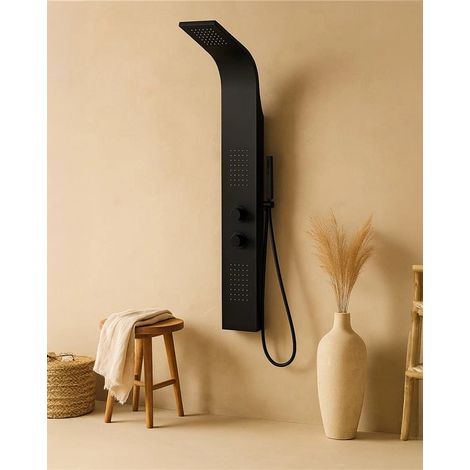 Exagonshop Pannello doccia idromassaggio Ibiza in alluminio nero