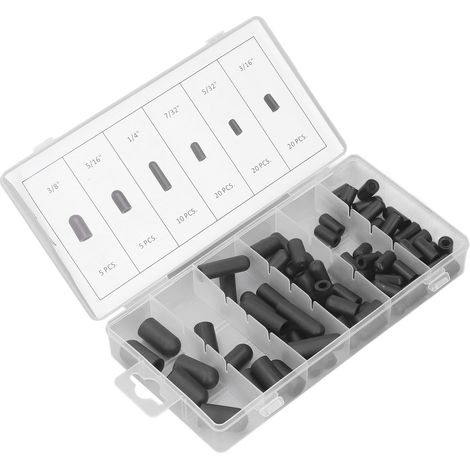 Kit de 80 bouchons de vide assortis, caoutchouc résistant à la chaleur, étanches aux fuites, de 5/32 à 3/8 pouce, noir (1/5)