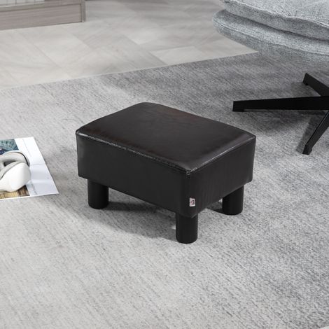 Sgabello con rivestimento in tessuto effetto pelle, portata massima 110 kg, colore caffè, dimensioni 40 x 30 x 24 cm. (1/5)