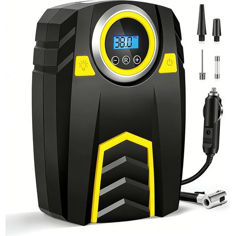 [NIEMALS VERWENDET] Tragbarer Auto-Luftkompressor – 12-V-Reifenfüller mit 4 Adaptern, LED- und Digitalanzeige, 150 PSI für Autos/LKWs/Motorräder/Fahrräder/Bälle