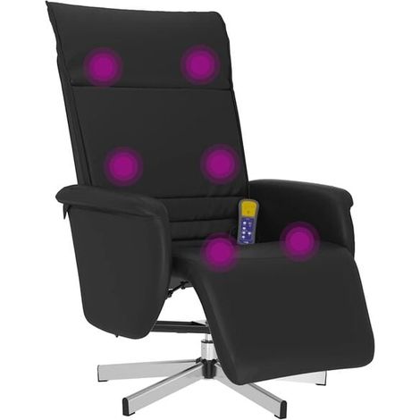 Fauteuil de massage inclinable en similicuir noir avec repose-pieds (1/5)