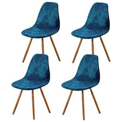 ALLIAND Skandinavische Stuhlkissen, 4er-Set, dehnbare Stuhlhussen, universelle blaue Samt-Stuhlhussen ohne Armlehnen für Wohnzimmer, Küche und Wohnbereich (1/5)