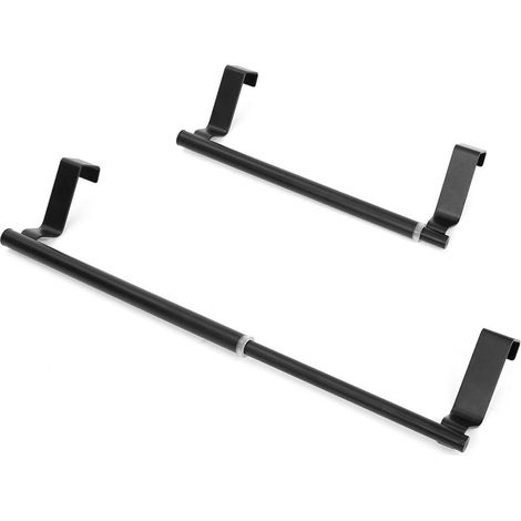 3pcs Adjustable Over Door Towel Rack Bar Holders, Stainless Steel Kitchen Towel Holder for Universal Fit on Over Cabinet Cupboard Doors(Black) (1/4)