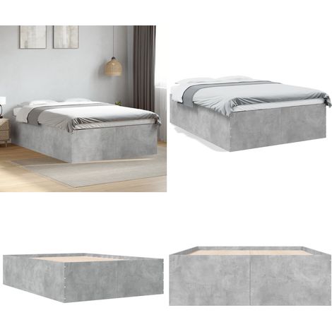 Bettgestell Betongrau 135x190 cm Holzwerkstoff - Beton Grau - Bettgestell - Holzwerkstoff - Lattenrost - Schlafzimmermöbel - Home & Living (1/5)