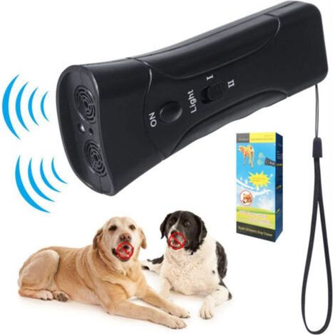Répulsif à ultrasons pour chien - Double canal - Appareil anti-aboiement 3 en 1 - Outil de dressage pour chien avec lampe de poche LED (1/5)