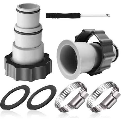 (Farbe: Grau) 2er-Pack Intex-Poolschlauchadapter, 32–38 mm, für Pumpen mit Gewindeanschluss und Kolbenventil, Zubehör