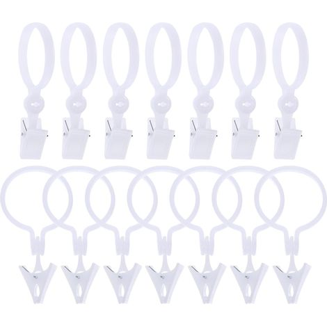 Anneaux à Pinces pour Rideaux et Bain 80 Pièces Plastique Blanc (1/5)