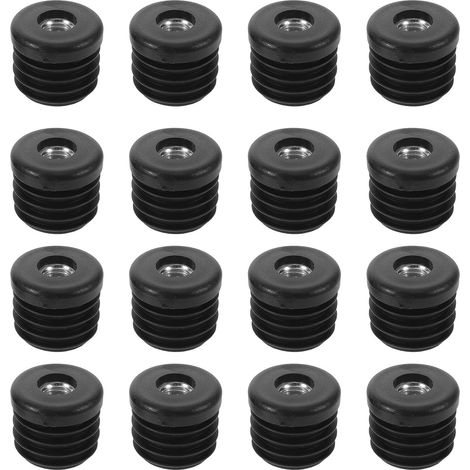 20 Pièces Embout Rentrant Rond pour Tube, Bouchon de Tube Plastique, Filetage M8, Ø Extérieur 25mm, Noir, pour Pieds de Meubles et Chaises, Antidérapant, Mise à Niveau, Protection (1/5)